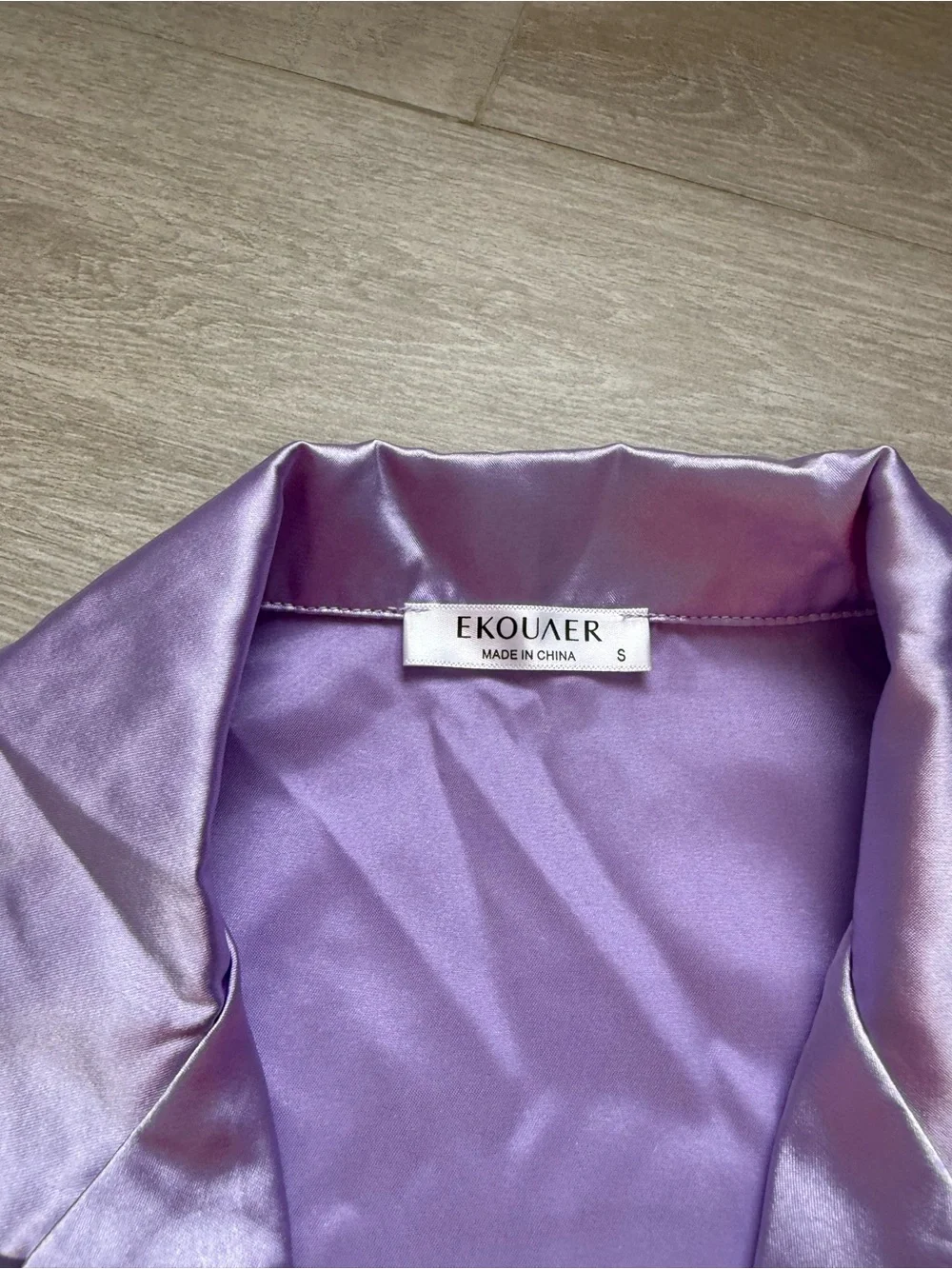 Lilac Satin Pajama Set - Button Shirt & Ruffle Shorts
